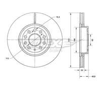 TOMEX Brakes 2x Disco Freni Anteriore Ø312 MM Ventilato per VW Passat Variant