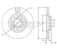 2x Disco freno Assale anteriore ventilato TX 71-97 TOMEX Brakes per AUDI VW SEAT