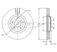 TOMEX Brakes 2x Disco Freni Anteriore Ventilato per Nissan Qashqai + 2 I Juke