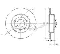 TOMEX Brakes 2x Disco Freno Posteriore Ø264 MM Pieno per Opel Meriva Astra H