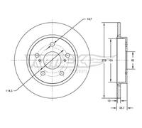 TOMEX Brakes 2x Disco Freno Posteriore Pieno per Toyota Auris Kombi VW Passat