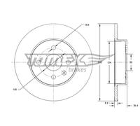 TOMEX Freni 2X BREMSSCHEIBEN Asse Posteriore Ø 232 Voll Per Seat Cordoba VW Lupo