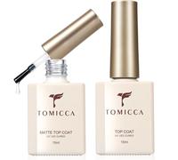 TOMICCA 2 x 15 ml Base Coat e No Wipe Top Coat Kit di Smalto Semi Permanente, Soak Off Gel UV/LED Regalo per Studio di Manicure DIY Home