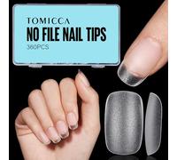 TOMICCA 360 Pezzi Capsula Americana Unghie 12 Dimensioni False Unghie, Squoval Breve Trasparente Copertura Completa Con Valigia Di Conservazione, Posa Americana Capsula per Diy Nail Art