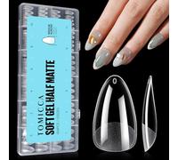 TOMICCA 504 punte medie per unghie a mandorla - copertura completa, punte in gel morbido, punte corte per unghie, punte artificiali pre-lucidate per salone, 12 misure