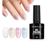 TOMICCA Cat Eyes Gel UV smalto per unghie Jelly Magnet, 4 colori glitter in vetro di cristallo gel per unghie per principianti fai da te, 8 ml