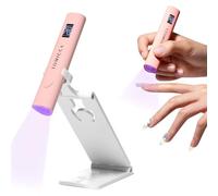 TOMICCA Lampada UV per unghie in gel ricaricabile, mini lampada UV portatile con supporto e display, sicura per le unghie, piccolo asciugatore LED per smalto gel e tip, rosa