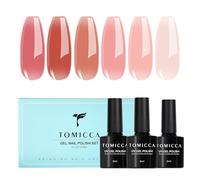 TOMICCA Smalto Semipermanente Set, 6 Colori Rosa Trasparente Nudo Series, Gel Unghie UV/LED Kit, Per La Casa Nail Salone Fai Da, 8ML