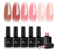 TOMICCA Smalto-Semipermanente-Unghie, 6 Colori Gel Unghie Uv Smalto Trasparente Naturale Rosa French Manicure Gelatina di Cristallo Trasparente Soak Off UV LED Gel per Unghie