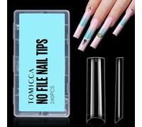 TOMICCA Suggerimenti per unghie in gel extra lunghi, 240 pezzi, XXL, finte per unghie in acrilico, mezza copertura finte, finte francese, 12 misure