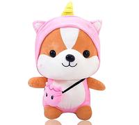 Tomicy Peluche giocattolo,Simpatico Shiba Inu Cane Peluche,Unicorno Animali Farcito Morbido Cuscino,Trasformato in Una Bambola Scoiattolo per Bambini Regalo di Compleanno(25 cm)