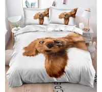 Tomifine Copripiumino cane carino Cucciolo animale set di biancheria da letto Adorabile cane da compagnia Copripiumino Cani per bambini, ragazzi e ragazze (135x200cm+50x75cmx2,Marrone)