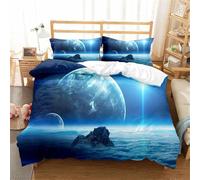 Tomifine Copripiumino in microfibra con cerniera Pianeta Terra Set di biancheria da letto Set da letto Galassia Cielo Stellato Camera da Letto (Doppio 200 x 200 cm,Blu)