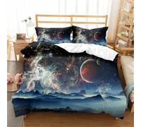 Tomifine Copripiumino in microfibra con cerniera Pianeta Terra Set di biancheria da letto Set da letto Galassia Cielo Stellato Camera da Letto (Singolo 135 x 200 cm,Bianco)