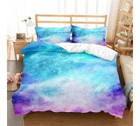 Tomifine Set di Biancheria da Letto Galaxy, Copripiumino Viola Sky Universe in Microfibra con Federa per Ragazze, Ragazzi, Bambini (Doppio 200 x 200 cm,Bianco Blu)