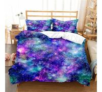 Tomifine Set di Biancheria da Letto Galaxy, Copripiumino Viola Sky Universe in Microfibra con Federa per Ragazze, Ragazzi, Bambini (Singolo 135 x 200 cm,Viola Blu)
