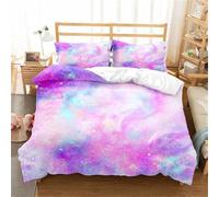 Tomifine Set di Biancheria da Letto Galaxy, Copripiumino Viola Sky Universe in Microfibra con Federa per Ragazze, Ragazzi, Bambini (Super King 240 x 260 cm,Bianco Viola)