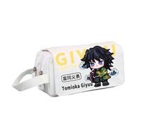 Tomioka Giyuu Astuccio Kanroji Mitsuri Astuccio Anime Astuccio Grande Capacità Doppio Scomparto Zip Astuccio con Tracolla Manico Bianco Nero Astuccio Trucco Organizer Borsa, Bianco Tipo 3, 20 x 10 x