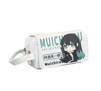 Tomioka Giyuu Astuccio Kanroji Mitsuri Astuccio Anime Astuccio Grande Capacità Doppio Scomparto Zip Astuccio con Tracolla Manico Bianco Nero Astuccio Trucco Organizer Borsa, Bianco Tipo 6, 20 x 10 x
