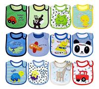 Tomkity 12 Bavaglini Neonato Impermeabili Bambino Bandana Drool Bavaglini Panno per Ruttino Neonato (12pz-unisex-A)
