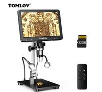 TOMLOV DM9 Pro Microscopio digitale HDMI Microscopi con schermo IPS da 7 pollici 1200X Vista intera della moneta Microscopio per saldatura professionale da 16 MP