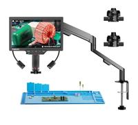 TOMLOV TM3K-3D Max 10,1" Microscopio Digitale IPS con Lenti Duali Magnetiche, Microscopio Saldatura 3D per Adulti, Ingranditore Monete 3K HDMI, LED, Tappetino per Riparazioni, Braccio Flessibile, 64GB