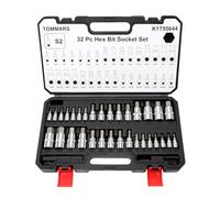 TOMMARS 32-PC Master Allen Hex Bit Socket Set, SAE & Metric Allen Hex Key Wrench Socket Set S2 Steel 1/4", 3/8", 1/2" Drive, H5/64 - H3/4 & H2 - H19