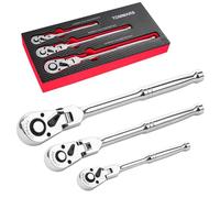 TOMMARS Flex-Head - Set di chiavi a cricchetto flessibili da 1/4", 3/8", 1/2", a 72 denti, a sgancio rapido, reversibile