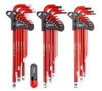 TOMMARS Set di chiavi esagonali con estremità a sfera magnetica S2 in acciaio grande con chiave esagonale a T Set di chiavi a brugola SAE (1/16 "-3/8") Metrica (1,5 mm-10 mm) TORX (T10-T50)