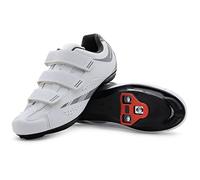 Tommaso Pista - Scarpe da Ciclismo da Donna, pronte per l'uso in Ambienti Interni, comode, Traspiranti, con Tacchetti da Ciclismo Indoor - Look Delta e SPD, Colore: Bianco, Taglia 40