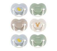 Tommee Tippee Anytime - Ciuccio opaco, 6-18 mesi, confezione simmetrica, senza BPA, colore: blu/verde/marrone, confezione da 6