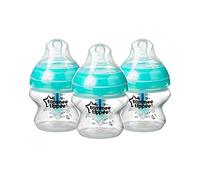 Tommee Tippee Advanced Anti-Colic Baby Bottles, Breast-Like Teat and Heat Sensing Technology, 150ml, Pack of 3, Clear