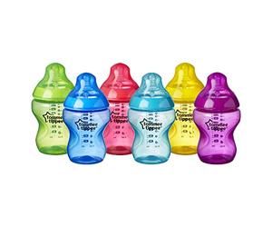 Tommee Tippee Biberon Closer To Nature, Flusso Lento 0m+, 6 Pezzi, color Multicolore (fiesta), 260 ml