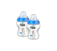 Tommee Tippee Biberon Closer to Nature , Tettarella Simile al Seno a Flusso Lento con Valvola Anticolica, 260ml, Confezione da 2, Ollie il Gufo