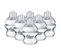 Tommee Tippee Biberon Closer to Nature , Tettarella Simile al Seno a Flusso Lento con Valvola Anticolica, 150ml, Confezione da 6, Neutro