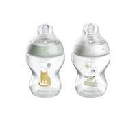 Tommee Tippee Biberon Natural Start per 0m+, 2 pezzi, 260ml Biberons, con Tettarella Flusso Lento, Valvola Anti-colica, Autosterilizzante e Senza BPA, Verde e Bianco