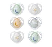 Tommee Tippee Succhietti notturni, design ortodontico simmetrico, senza BPA, in silicone, 0-6 m, confezione da 6 ciucci