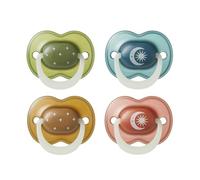 Tommee Tippee Ciuccio NightGlow, 18-36 mesi, confezione da 4, si illumina al buio, tettarella ortodontica, fori di aerazione aggiuntivi, in silicone privo di BPA, colori che richiamano il crepuscolo