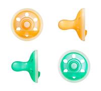 Tommee Tippee Ciuccio simile al seno Night Glow, leggero, design monoblocco in silicone, 0-6 mesi, Confezione da 4 pezzi