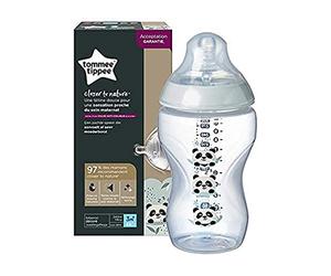 Tommee Tippee Closer to Nature Baby Bottle, Medium Flow Breast-Like Teat with Anti-Colic Valve, 340ml, Pack of 1, Pip the Panda