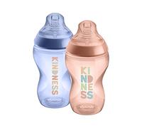 Tommee Tippee Closer to Nature Baby Bottles, Medium Flow Breast-Like Teat with Anti-Colic Valve, 340ml, Pack of 2, Clear