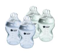Tommee Tippee Closer to Nature Baby Bottles | Slow Flow Breast -Like Nipple with Anti-Colic Valve (9oz, 4 Count) | Blue & Green