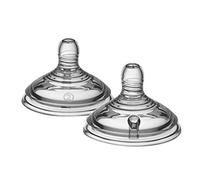 Tommee Tippee Closer to Nature Tettarella, Simile al Seno con Valvola Anticolica, Silicone Morbido Flusso Medio, 3 Mesi +, Confezione da 2, Colore e design possono variare
