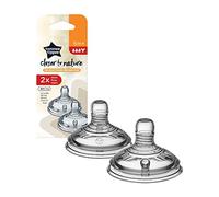 Tommee Tippee Closer to Nature Tettarella, Simile al Seno con Valvola Anticolica, Silicone Morbido Flusso Pappa, 6 Mesi +, Confezione da 2, Colore e design possono variare