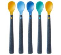 Tommee Tippee 44719610 Soft Tea Spoon with Long Non-Slip Handle, Extra Soft, from 4 Months, Pack of 5, Multi-Coloured