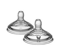 Tommee Tippee Natural Start - Tettarelle per biberon, flusso rapido, 6+ mesi, simili al seno per un fermo naturale, valvola anticolica, silicone morbido, confezione da 2