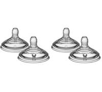Tommee Tippee Natural Start - Tettarelle per biberon, flusso rapido, 6+ mesi, simili al seno per un fermo naturale, valvola anticolica, silicone morbido, confezione da 4