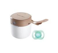 Tommee Tippee NightGlow Pod con tettarella NightGlow ultraleggera da 0 a 6 m, ricarica i ciucci fosforescenti in 2 minuti, sterilizzatore fittizio UVC portatile, cinghia regolabile, batterie AA o USB