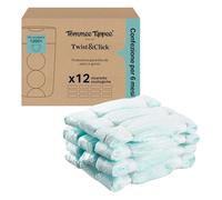 Tommee Tippee Ricariche per mangiapannolini Twist & Click, 12 ricariche di 10,5 metri l’una, pellicola antibatterica* multistrato, 12 X 10,5 m (la confezione può variare)