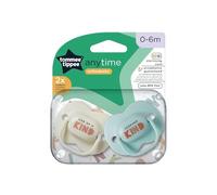 Tomme Tippee Set 02 Succhietti 0-6 mesi in silicone Anytime Ortodontico Panda Bianco e Azzurro